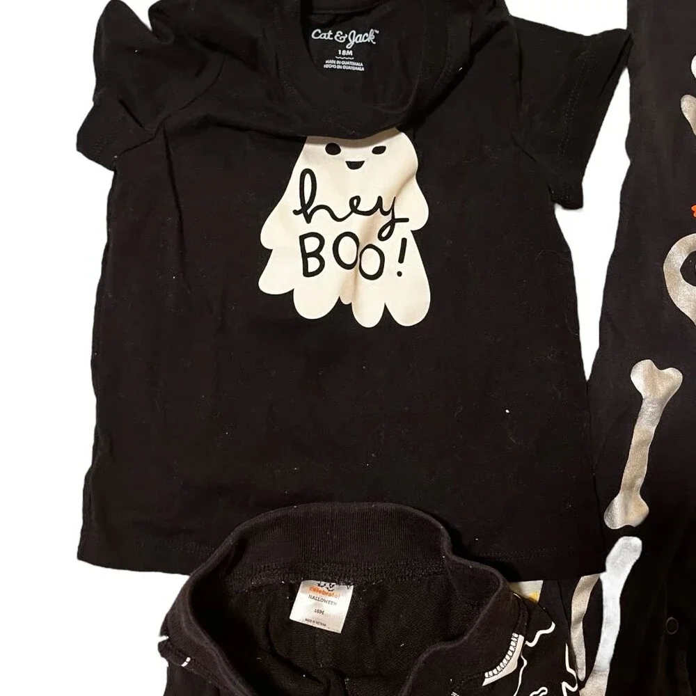 18mo Halloween clothing lot Old Navy Carters Cat&Jack 18-24 Ghost Skeleton 7pc